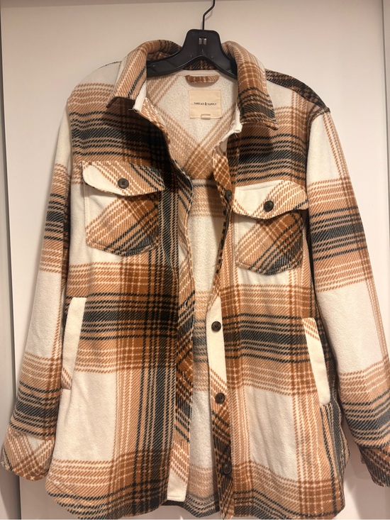 Thread & Supply Jackets & Blazers - Thread & Supply Plaid Shacket Jacket in Cream, Brown & Black